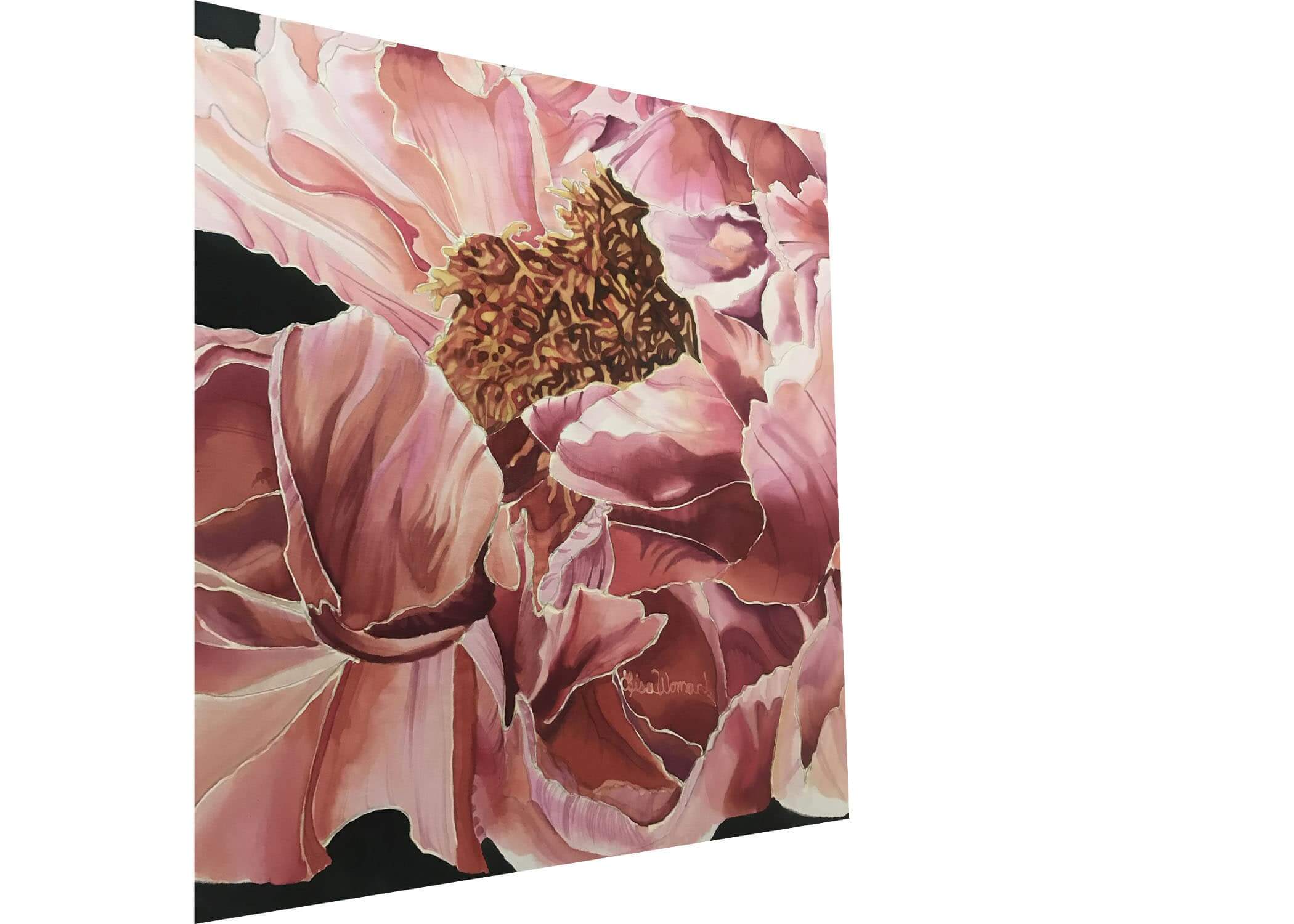 Peony Digital Pattern 22x22 By Lisa Womack Design For Hand Painted Silk Designs.